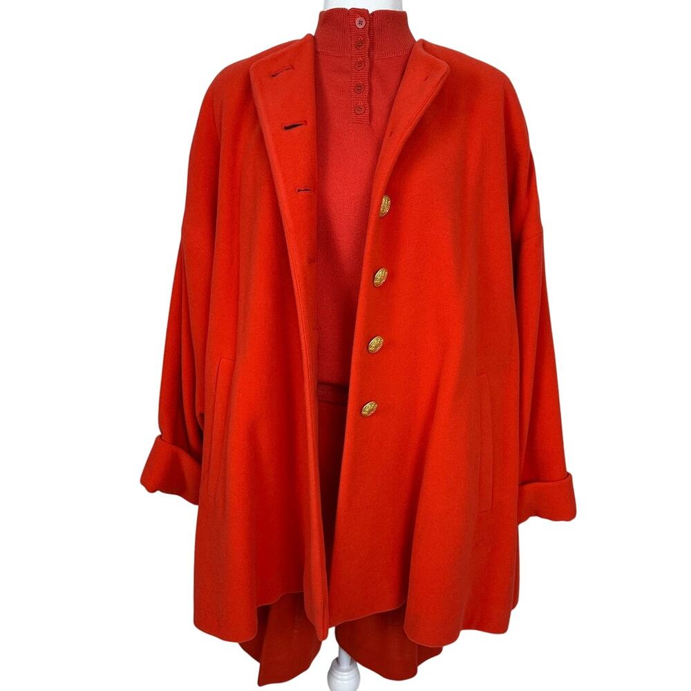 Vintage Mondi Women's Red Wool/Cashmere Blend Elegant Coat Jacket Size 34